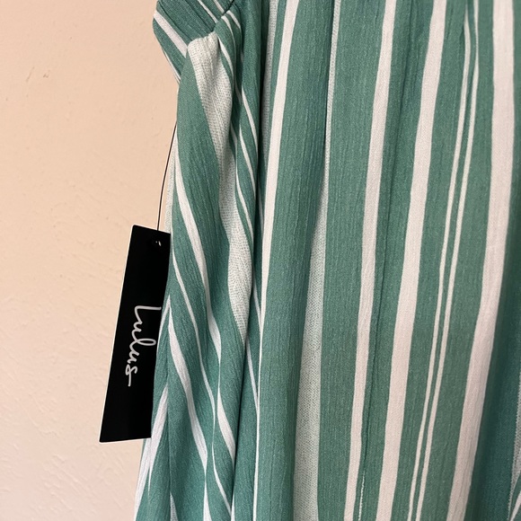 NWT Lulu’s Oceanside Adventure Green and White Striped Dress - Picture 5 of 13